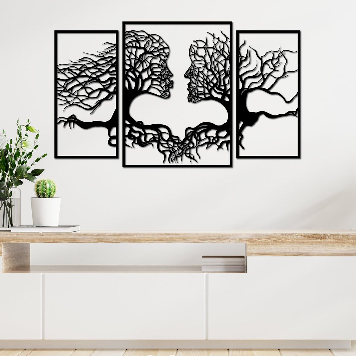 ELAB PROPIA - Set 3 Cuadros Árbol Raíces Pareja 82x50cm - Madera Fun Republic