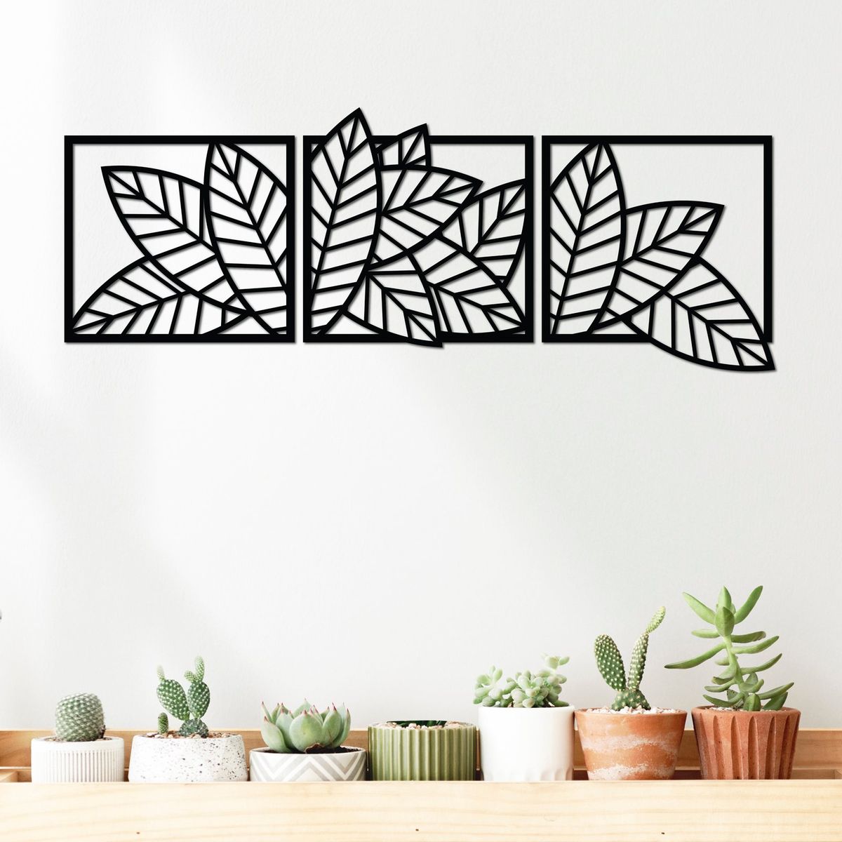 ELAB PROPIA - Set 3 Cuadros Decorativos Hojas 30x30cm c.u. - Madera Fun Republic