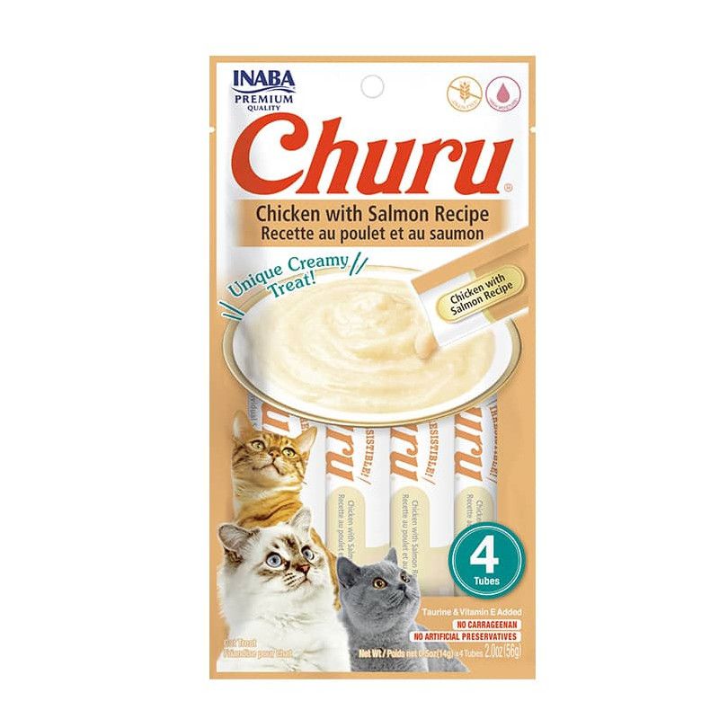 CHURU - Inaba Churu Pollo con Salmón, bolsa 4 unidades, 56g