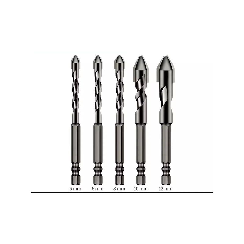 GENERICO - Set 5 Brocas Triangulares Helicoidal Para Azulejo Hormigón