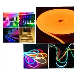 GENERICO - Cinta Manguera Flex Led De Silicona 5m Neón Naranja + Adaptador