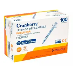 CRANBERRY - Jeringa Insulina 29g X 1/4 100 Unidades Desechable