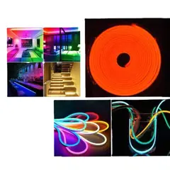 GENERICO - Cinta Manguera Flex Led De Silicona 5m Neón Rojo + Adaptador
