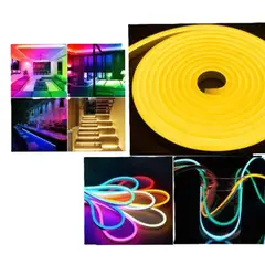 GENERICO - Cinta Manguera Flex Led De Silicona 5m Neón Amarillo + Adaptador