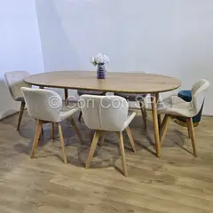 CORI CORI - Comedor Mesa Expandible 100-140-180cm + 4 Sillas Mariposa Velvet Beige