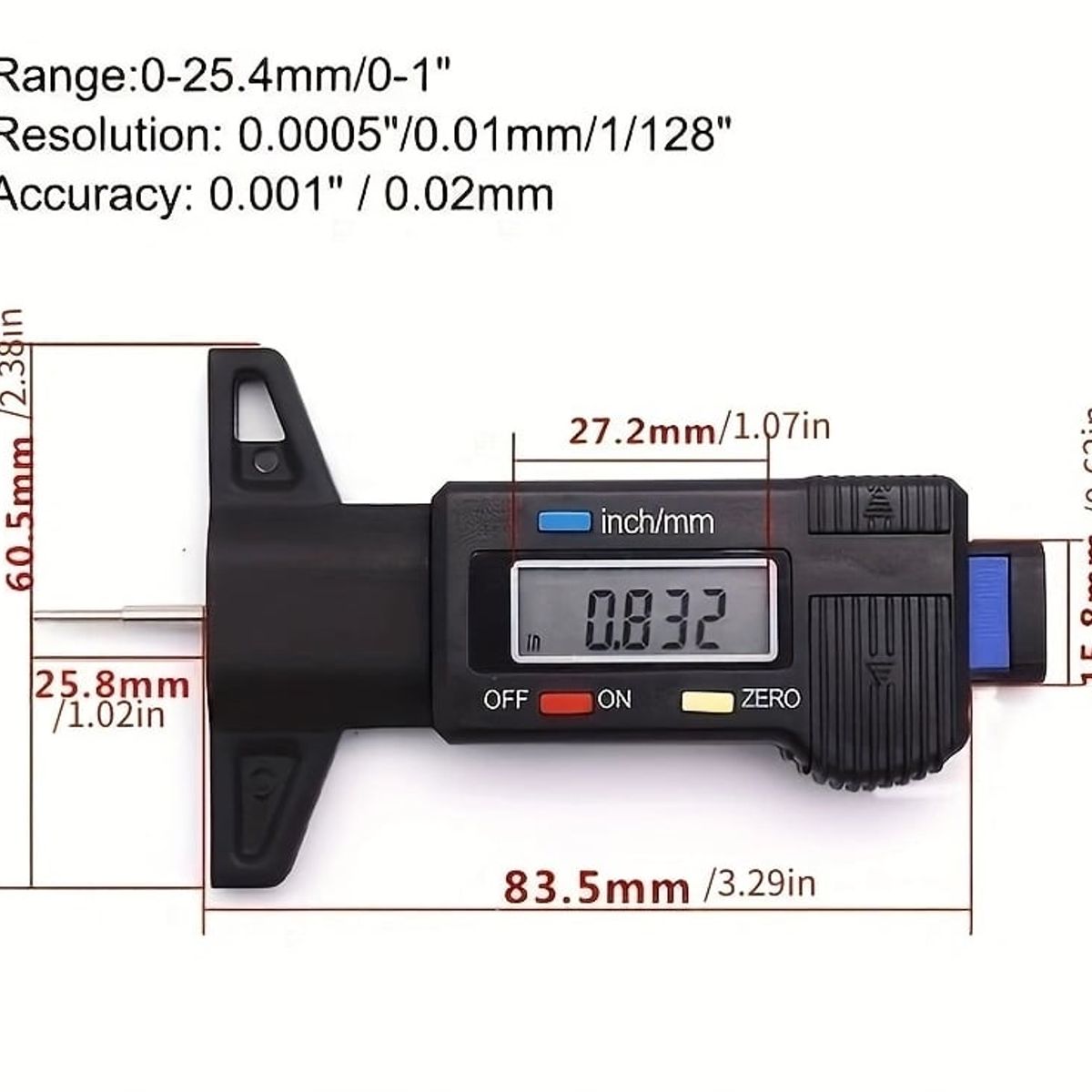 ATURE - Medidor Profundidad Neumático Digital Vehículo Auto Desgaste