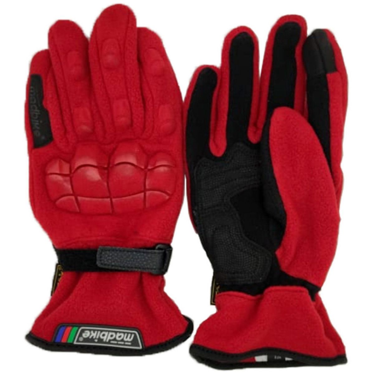MADBIKE - Guantes Para Moto De Polar Con Protección Nudillos Rojo - SC
