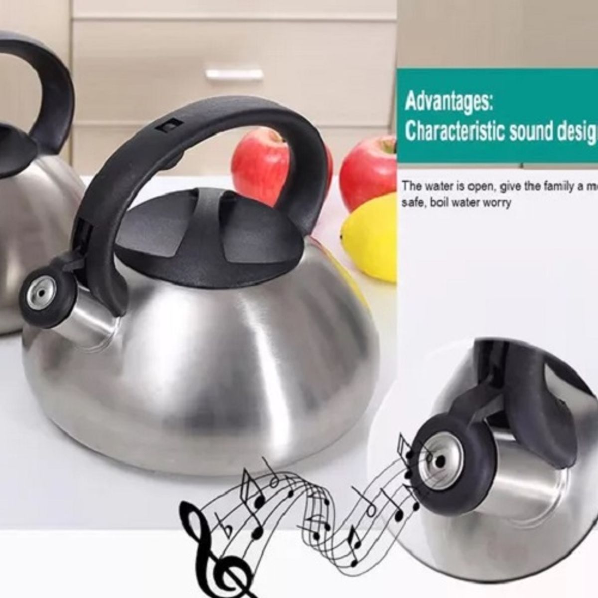 THERMICA - Tetera De Acero Inoxidable Para Inducción Eléctrica Y Gas 3L