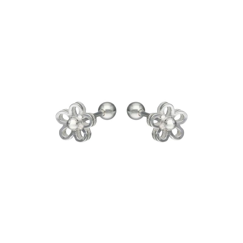 GENERICO - Aros de Plata Flor Con Tope Tuerca