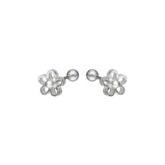GENERICO - Aros de Plata Flor Con Tope Tuerca