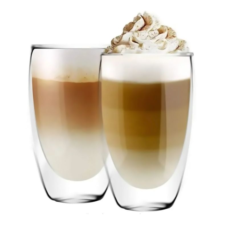 BELKRA - Set Vasos Mug Doble Pared Cafe Bebida 350 Ml Pack X4 Cristal