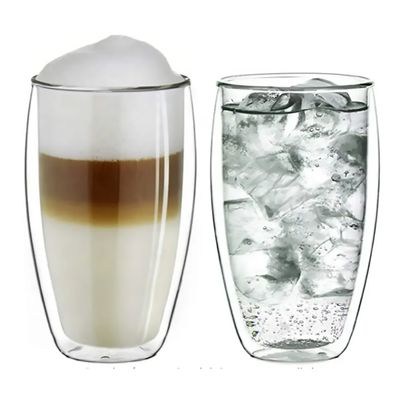 Imagen 2 del producto Set Vasos Mug Doble Pared Cafe Bebida 350 Ml Pack X4 Cristal