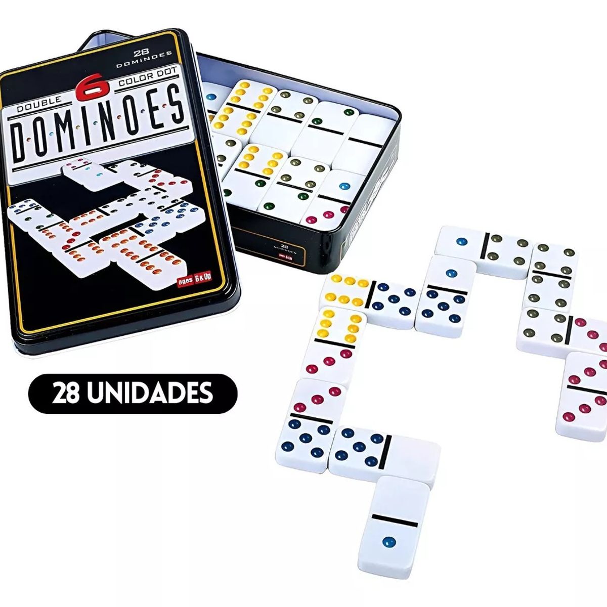 GENERICO - Dominó Doble De 6 Puntos De Color Juego De 28 Piezas