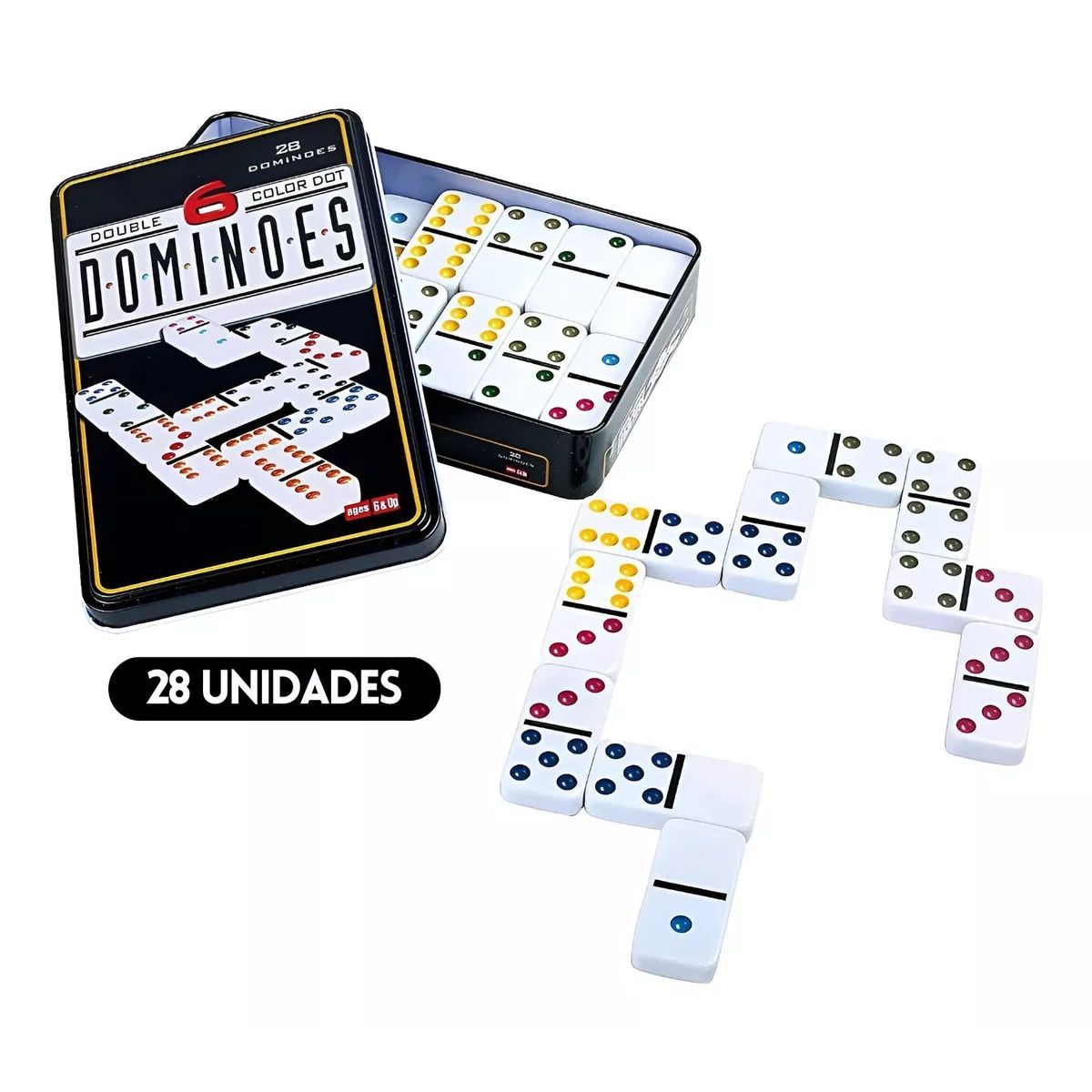 GENERICO - Dominó Doble De 6 Puntos De Color Juego De 28 Piezas