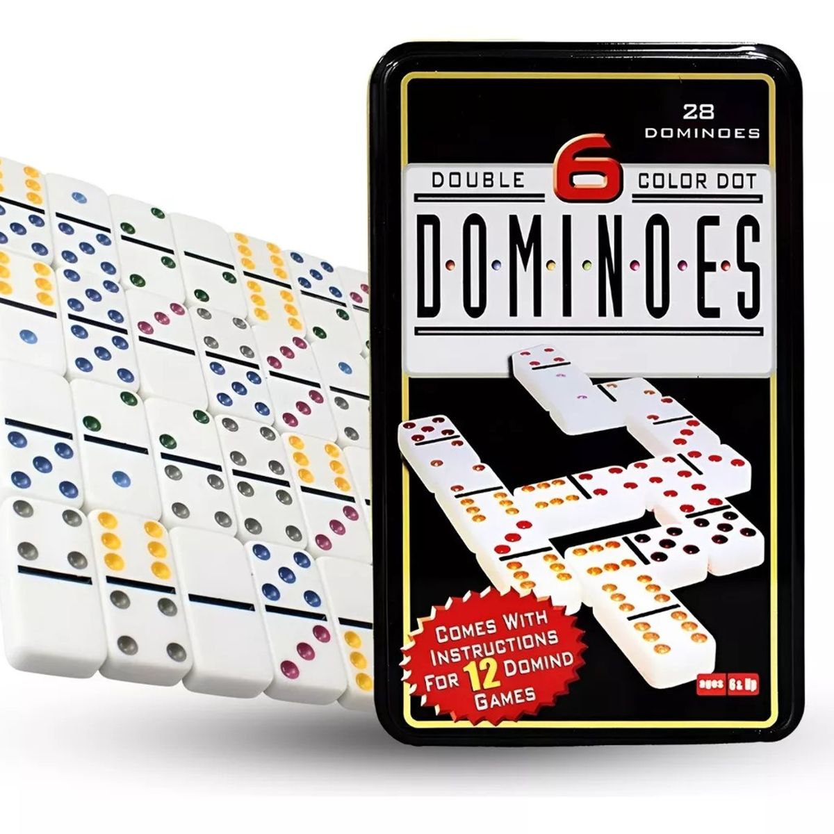 GENERICO - Dominó Doble De 6 Puntos De Color Juego De 28 Piezas