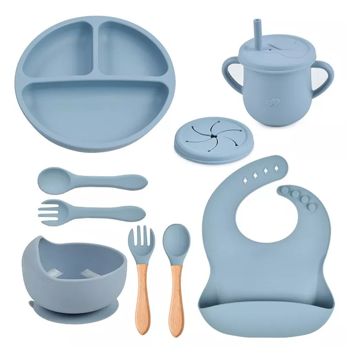 GENERICO - Set Alimentación Silicona Libre Bpa 9 Piezas Antideslizante