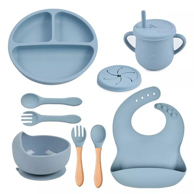 GENERICO - Set Alimentación Silicona Libre Bpa 9 Piezas Antideslizante