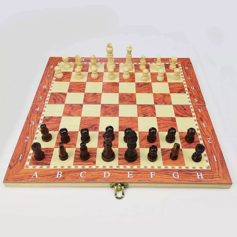 GENERICO - Ajedrez Madera 40x40 3 Juegos En 1 Ajedrez Grande