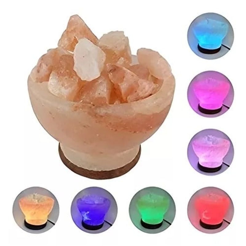GENERICO - Lámpara Tazón Sal Himalaya Luz Led Colores Decorativa 295080