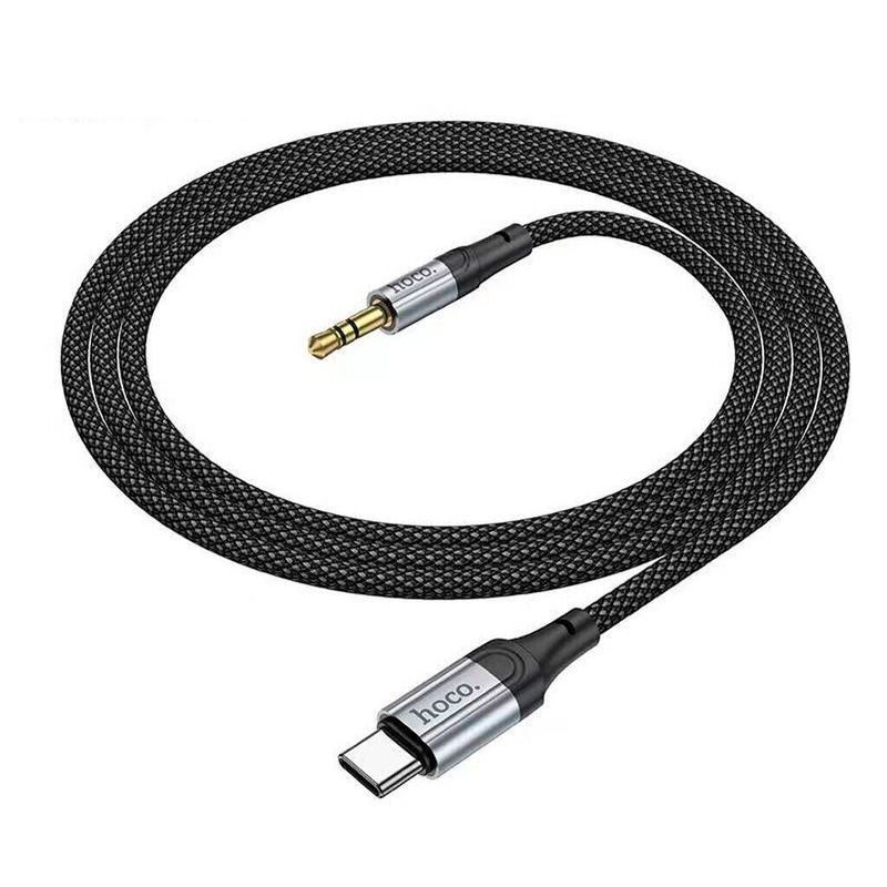 HOCO - Cable Aux Adaptador USB Tipo C a Jack 3,5 mm 1m Trenzado UPA26 Negro