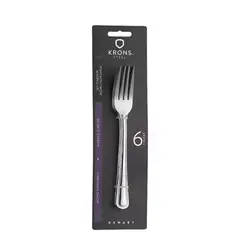 KRONS - Set 6 Tenedores De Mesa Perlados Blíster Acero Inoxi