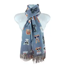 GENERICO - Bufanda Pañuelo Diseño Estampado De perritos Color Gris