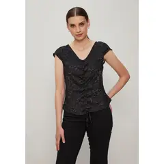 ASH - Top Satin Animal Print Negro