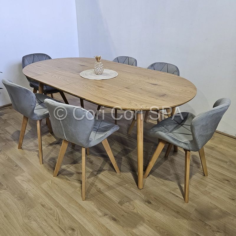 CORI CORI - Comedor Mesa Expandible 100-140-180cm + 6 sillas Mariposa Velvet Gris