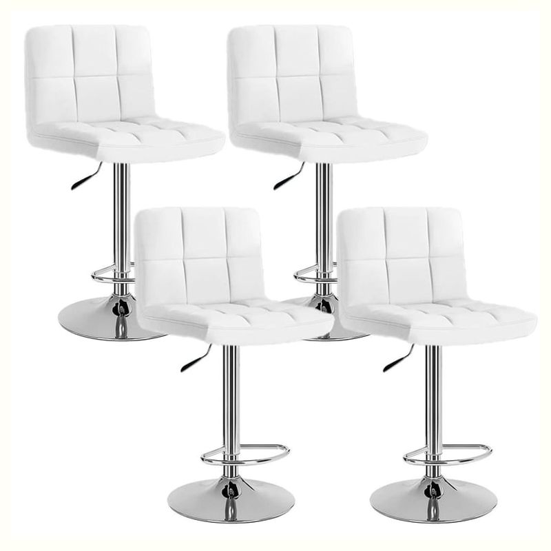 U BUY - Pack 4 Silla Piso Bar Taburete con Respaldo Cuadrado - Blanco
