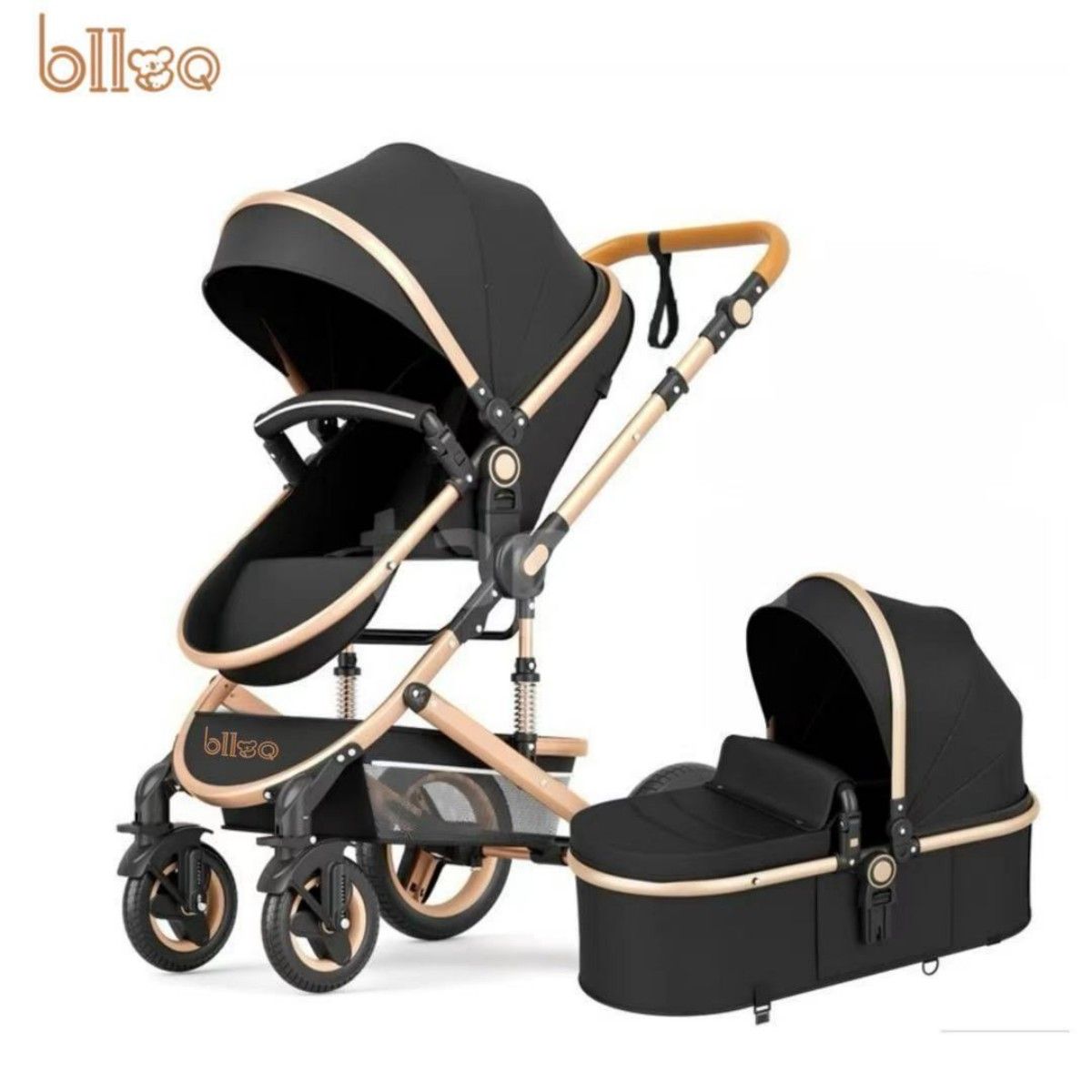 BLLOQ - Coche Cuna Moisés Con Accesorios Negro-