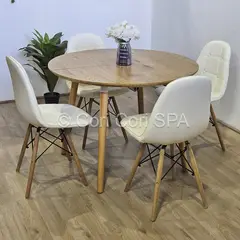 CORI CORI - Comedor Mesa Expandible (100-140-180CMS) + 4 Sillas Capitonne Blanco