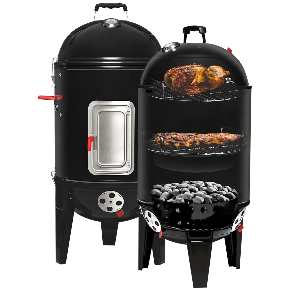 ELEMENT DESIGN - 3 en 1 Parrilla y Ahumador a carbón Diámetro 43,5 cm.