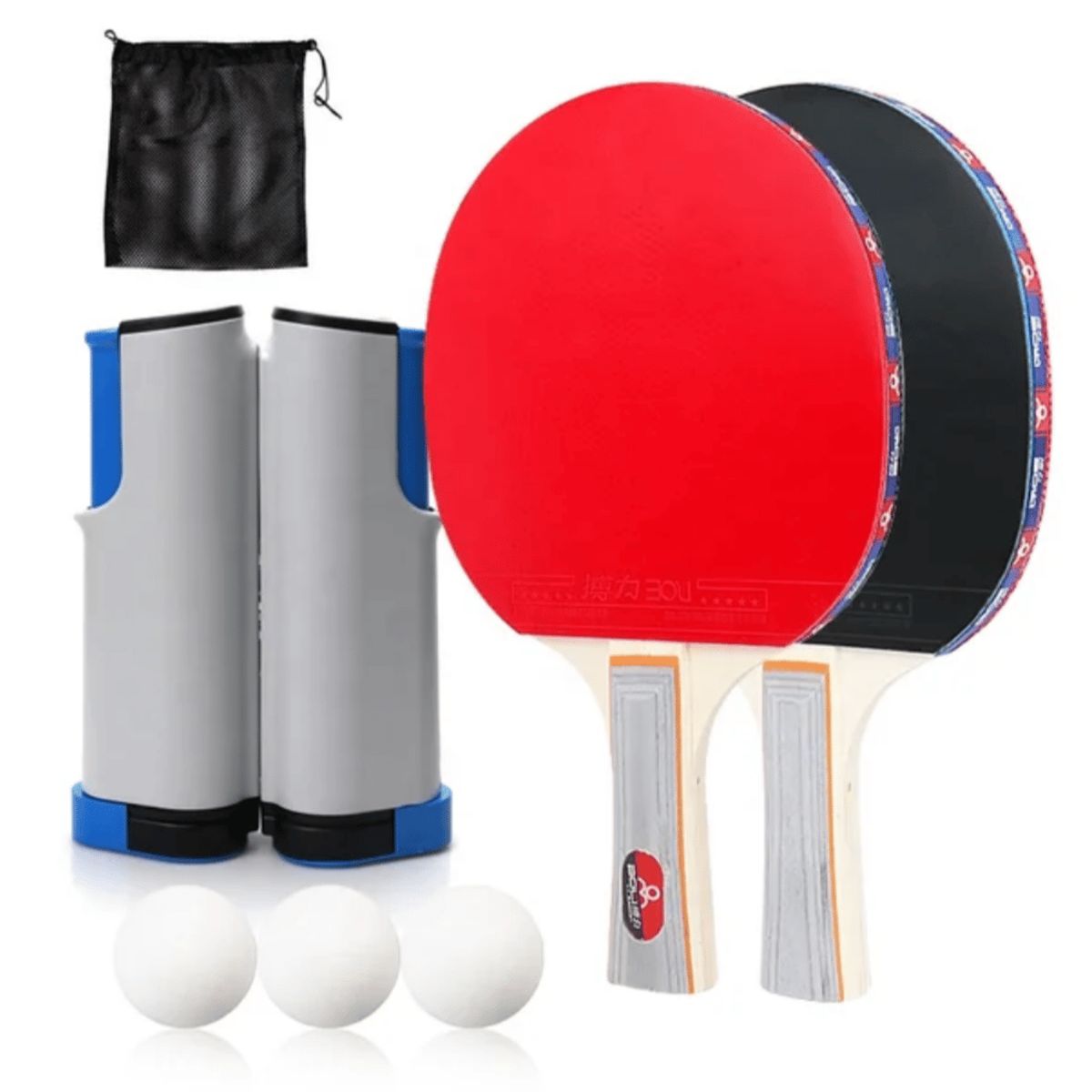 GENERICO - Pack 2 paletas +malla+bolsa+pelota de Ping Pong