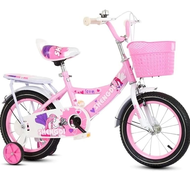 Bicicleta Aro 12 Shengdi con Canasto Y Ruedas De Apoyo
