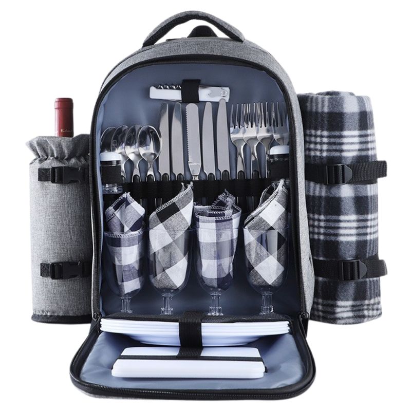 GENERICO - Mochila Picnic + 30 Utensilios Para 4 Personas Outdoor