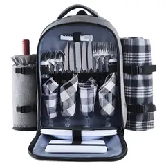 GENERICO - Mochila Picnic + 30 Utensilios Para 4 Personas Outdoor