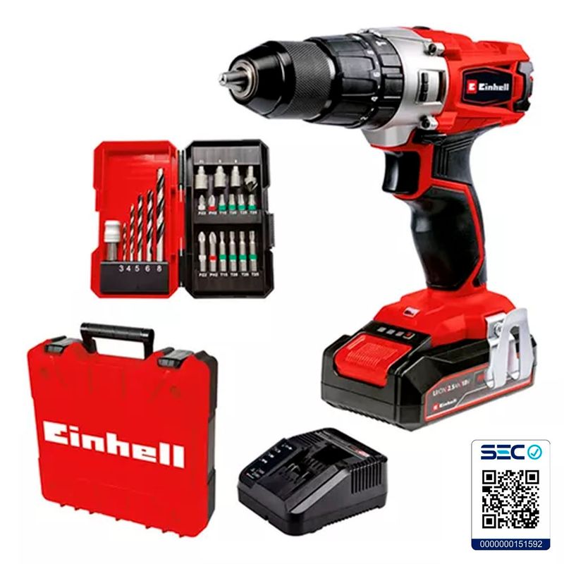 EINHELL - Taladro Atornillador Percutor 13mm 18v Te-cd 182 Li-i +22