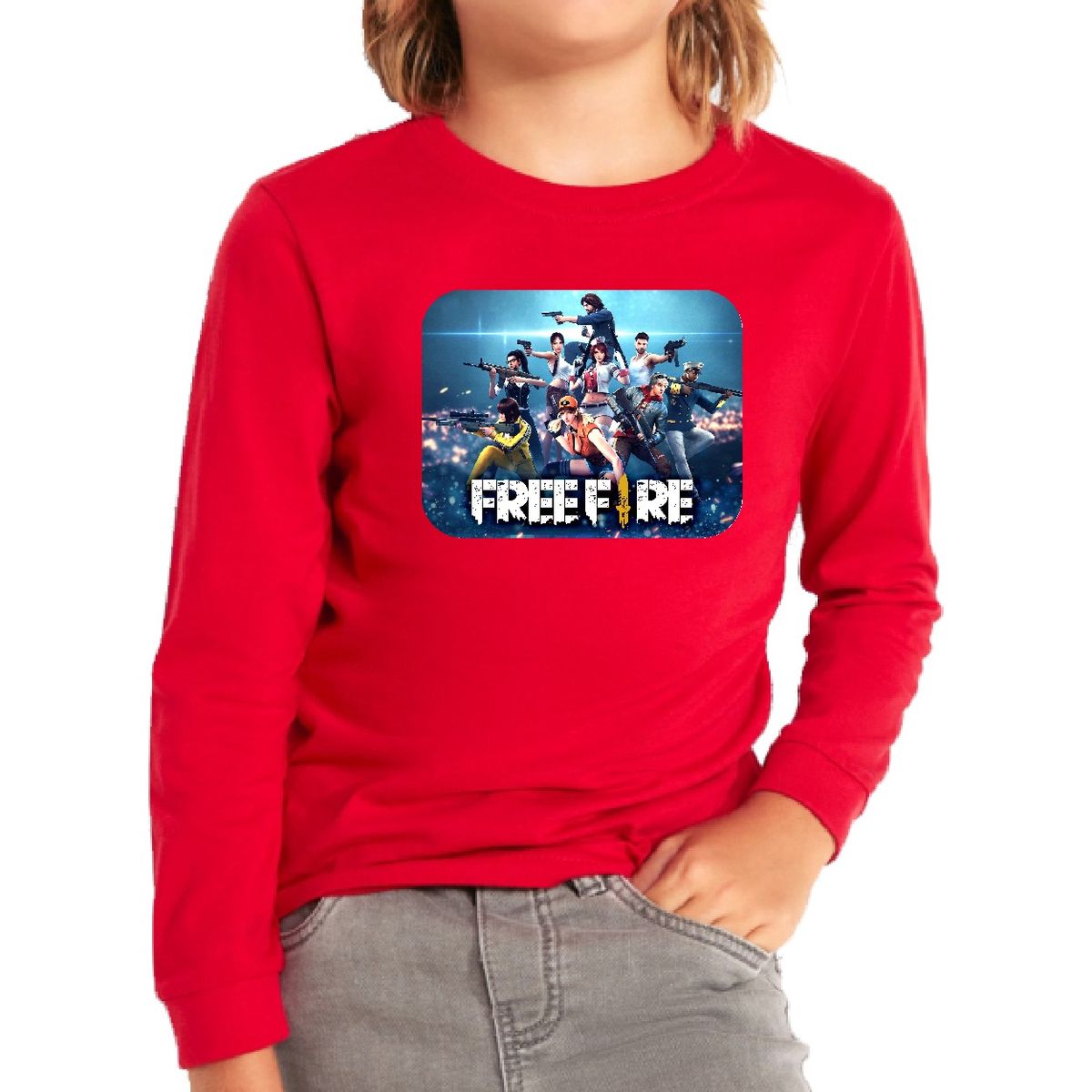 MDC - Polera Manga Larga De Niño Free Fire Grupo