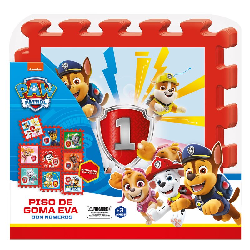 PAW PATROL - Piso Goma Eva Con Numeros 9 Piezas 30x30 Paw Patrol