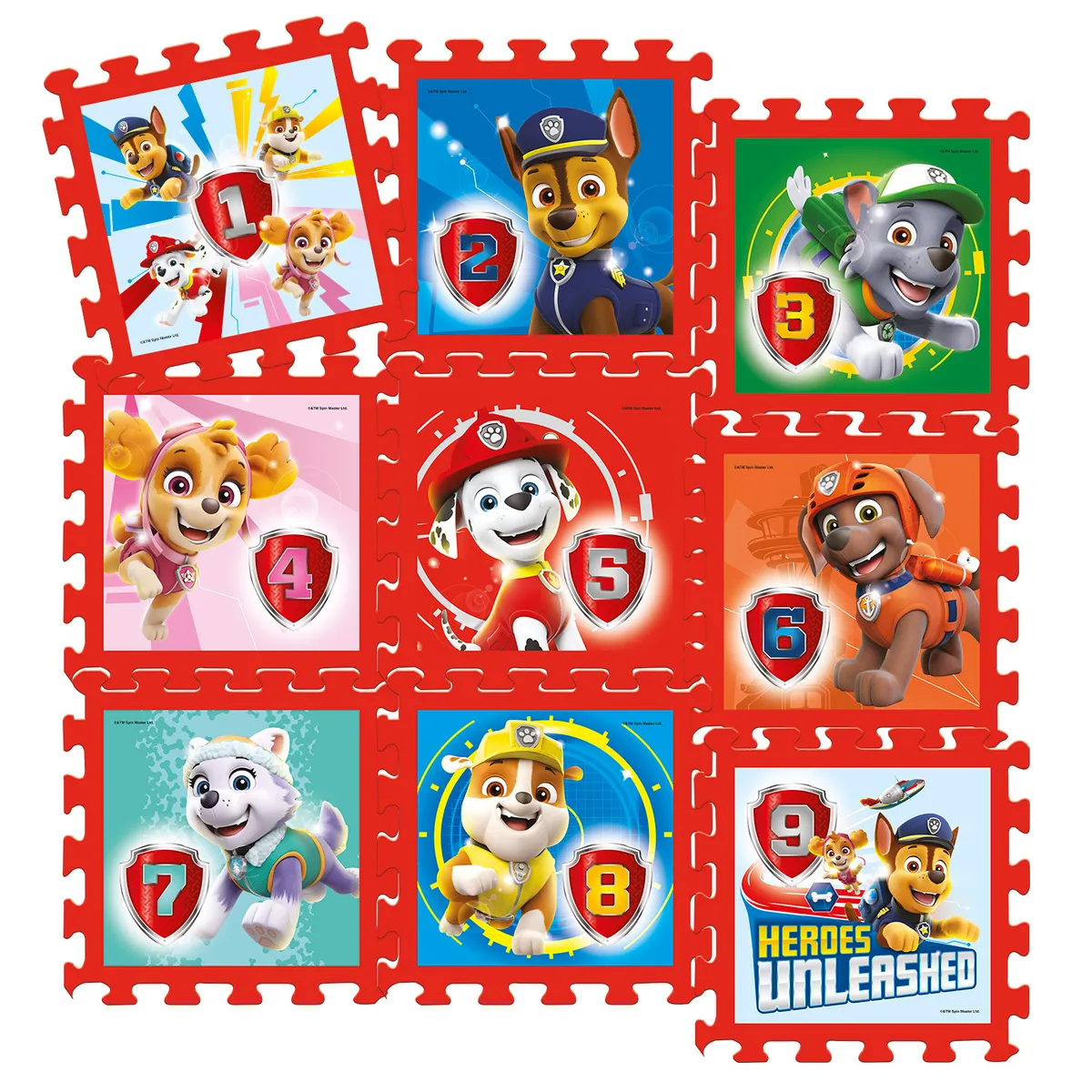 PAW PATROL - Piso Goma Eva Con Numeros 9 Piezas 30x30 Paw Patrol