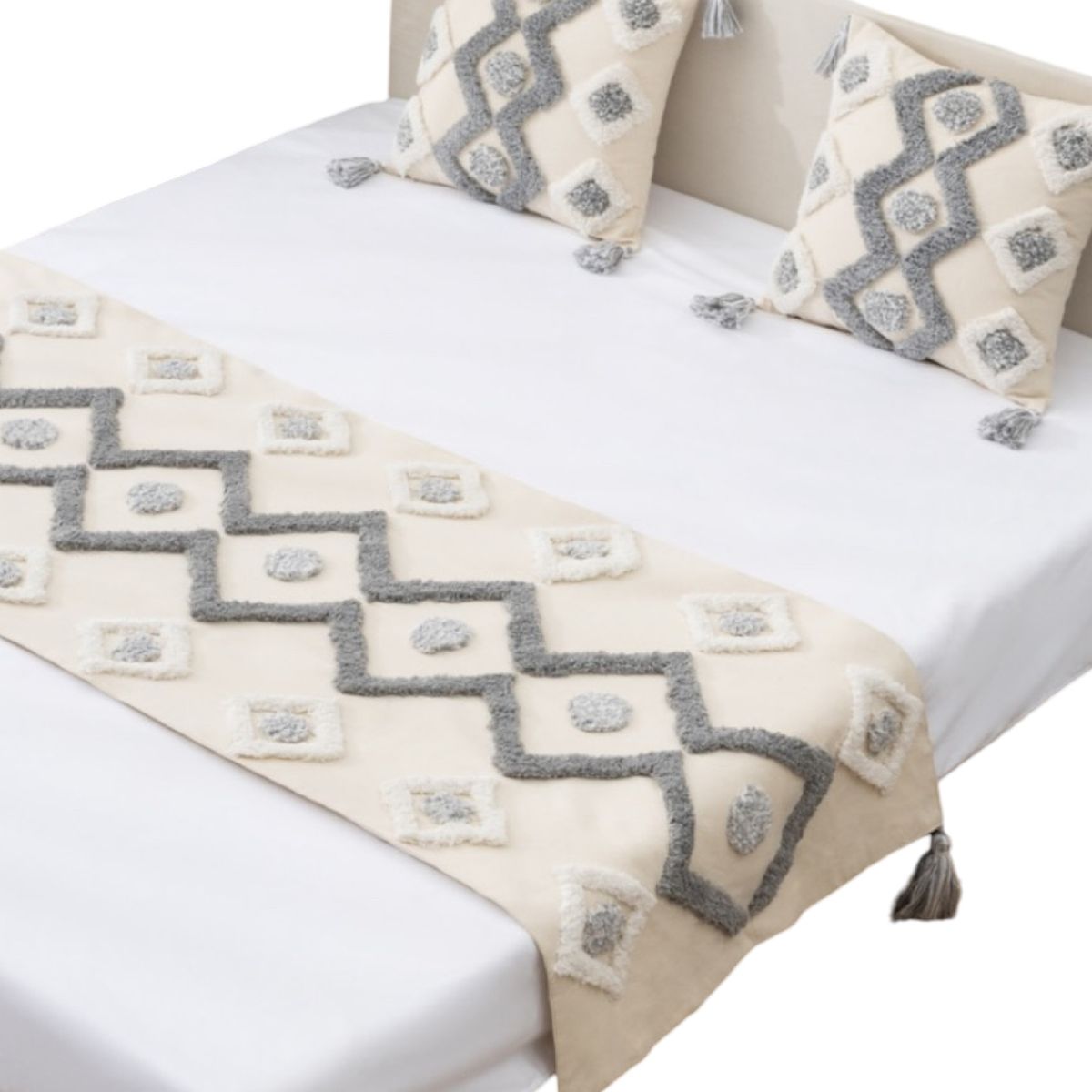 GENERICO - SET DE PIECERA MAS 2 FUNDAS BOHO ELEGANTES