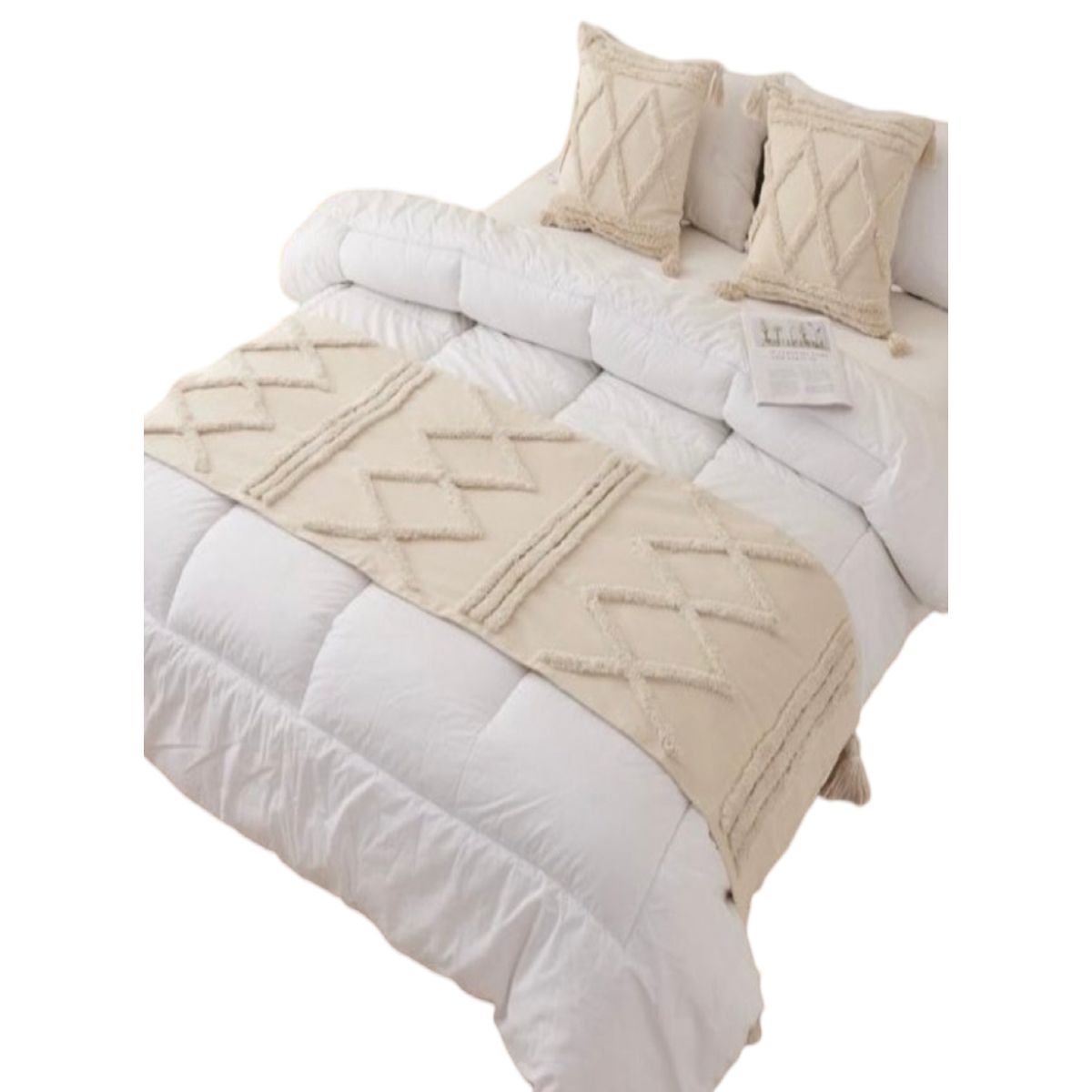 GENERICO - SET DE PIECERA MAS 2 FUNDAS BOHO ELEGANTES