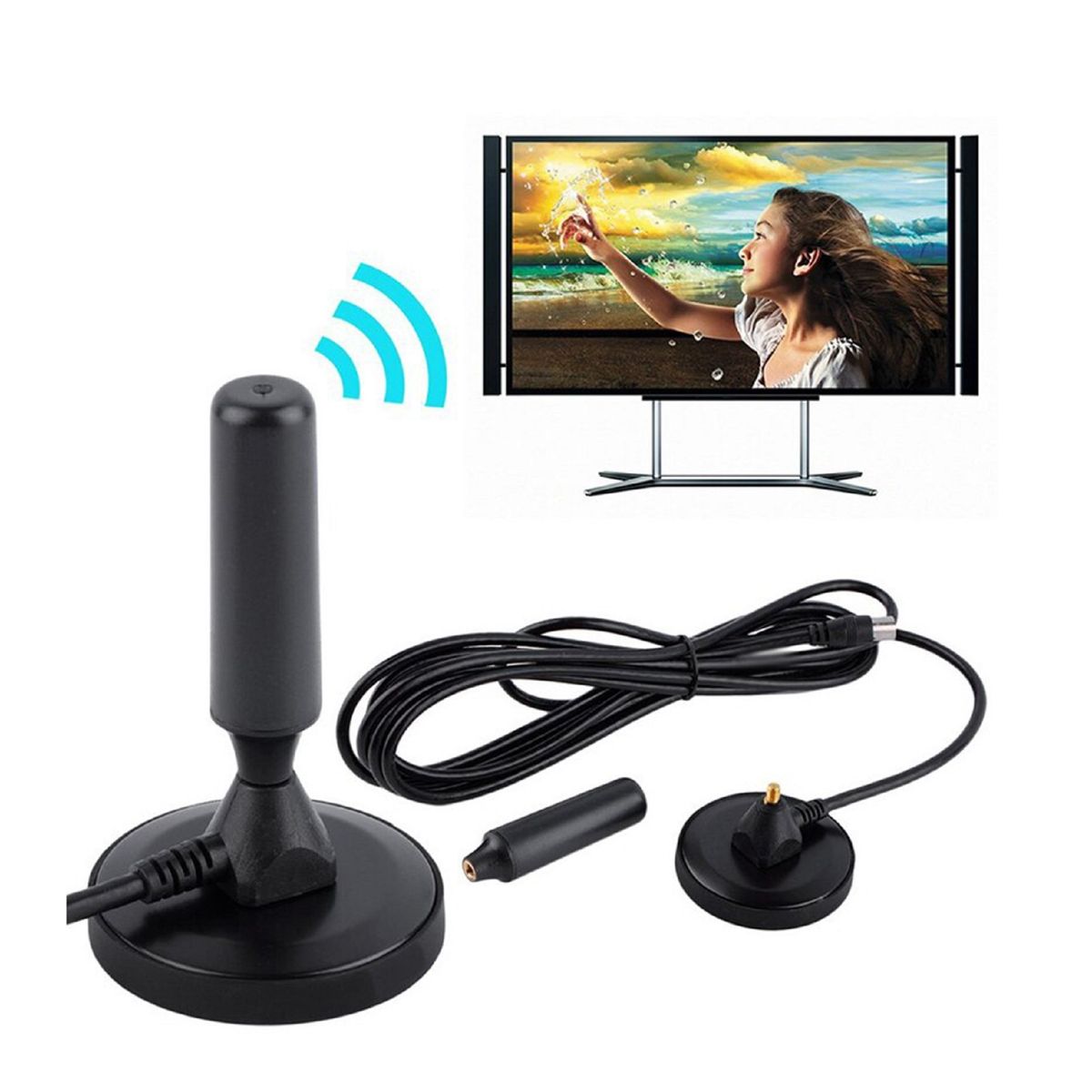 GENERICO - Antena Tv Digital Abierta Hd  de Interior 360 Coaxial