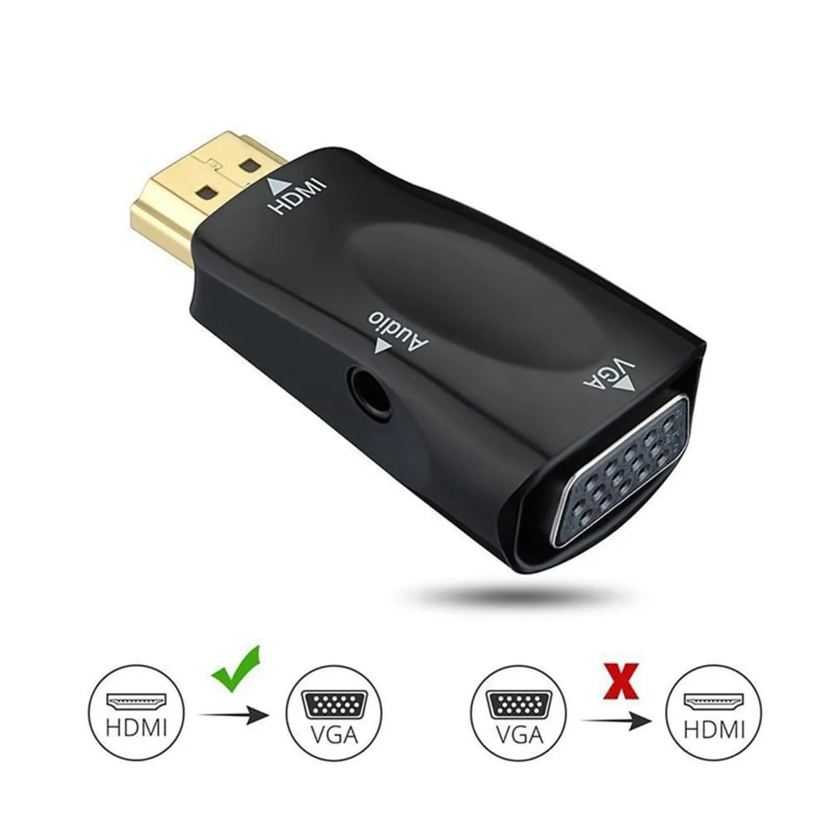 GENERICO - Adaptador Hdmi Macho A Vga Hembra Con Salida De Audio