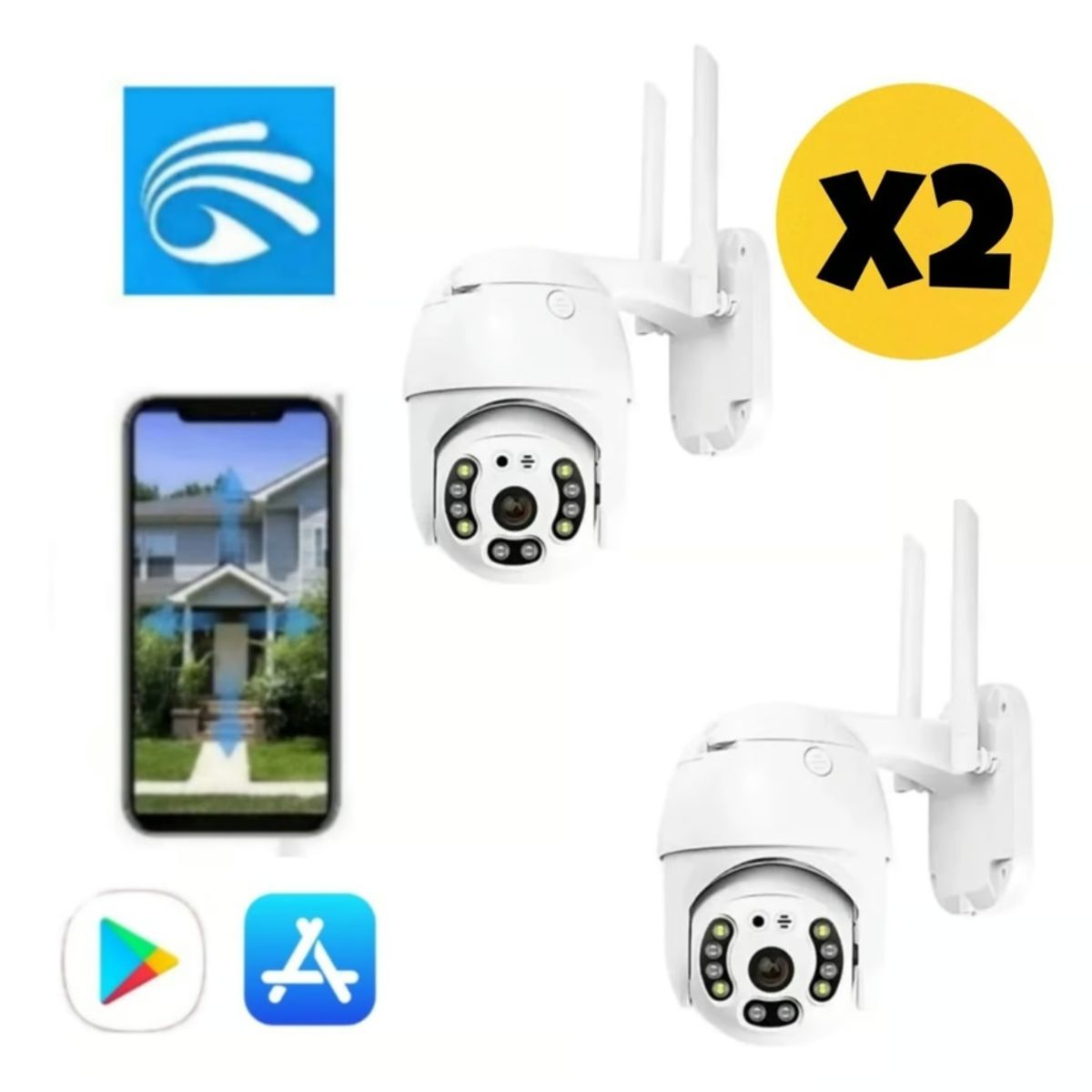 GENERICO - X2 Cámara Ip Wifi Hd Motorizada Yoosee Model 8807jw