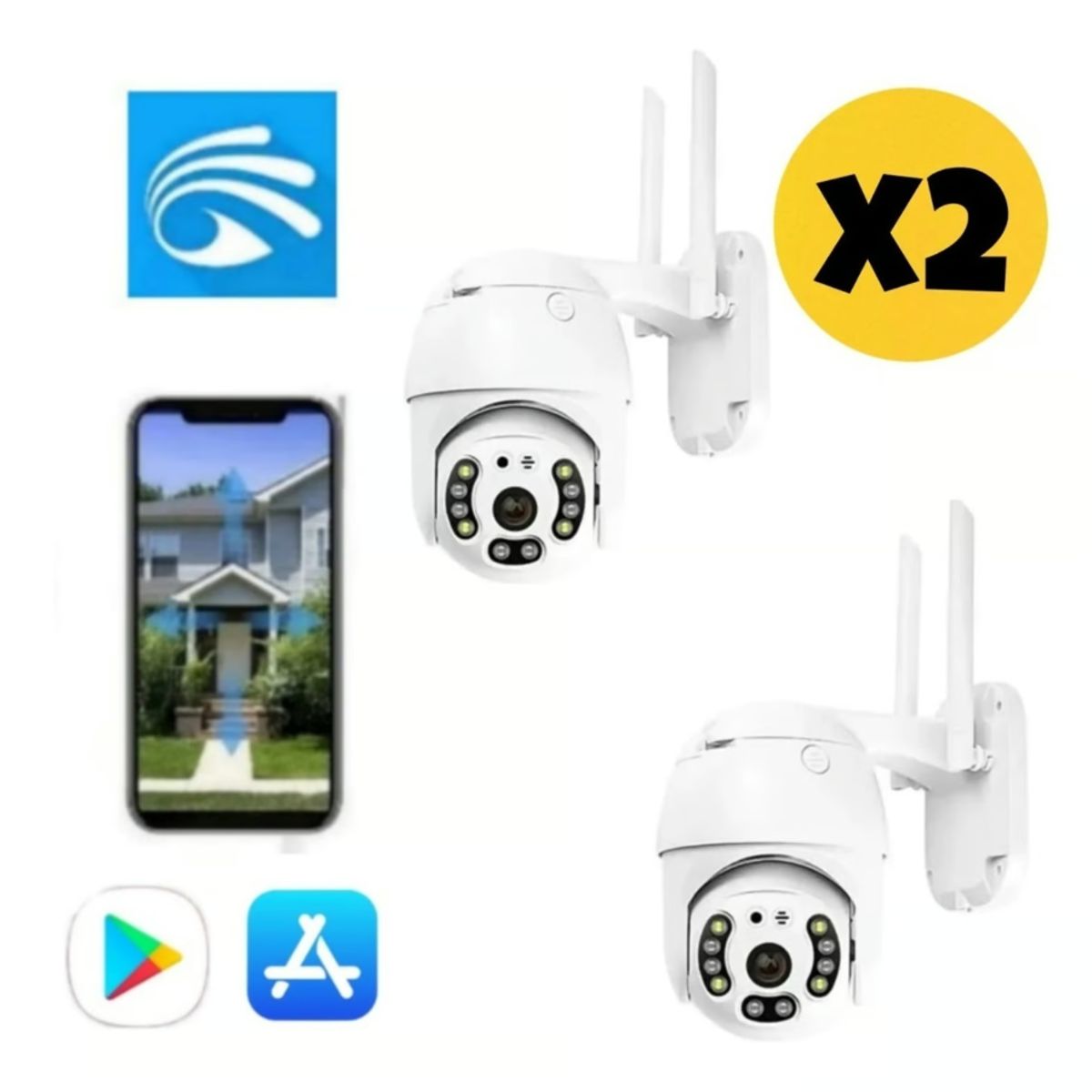 GENERICO - X2 Cámara Ip Wifi Hd Motorizada Yoosee Model 8807jw