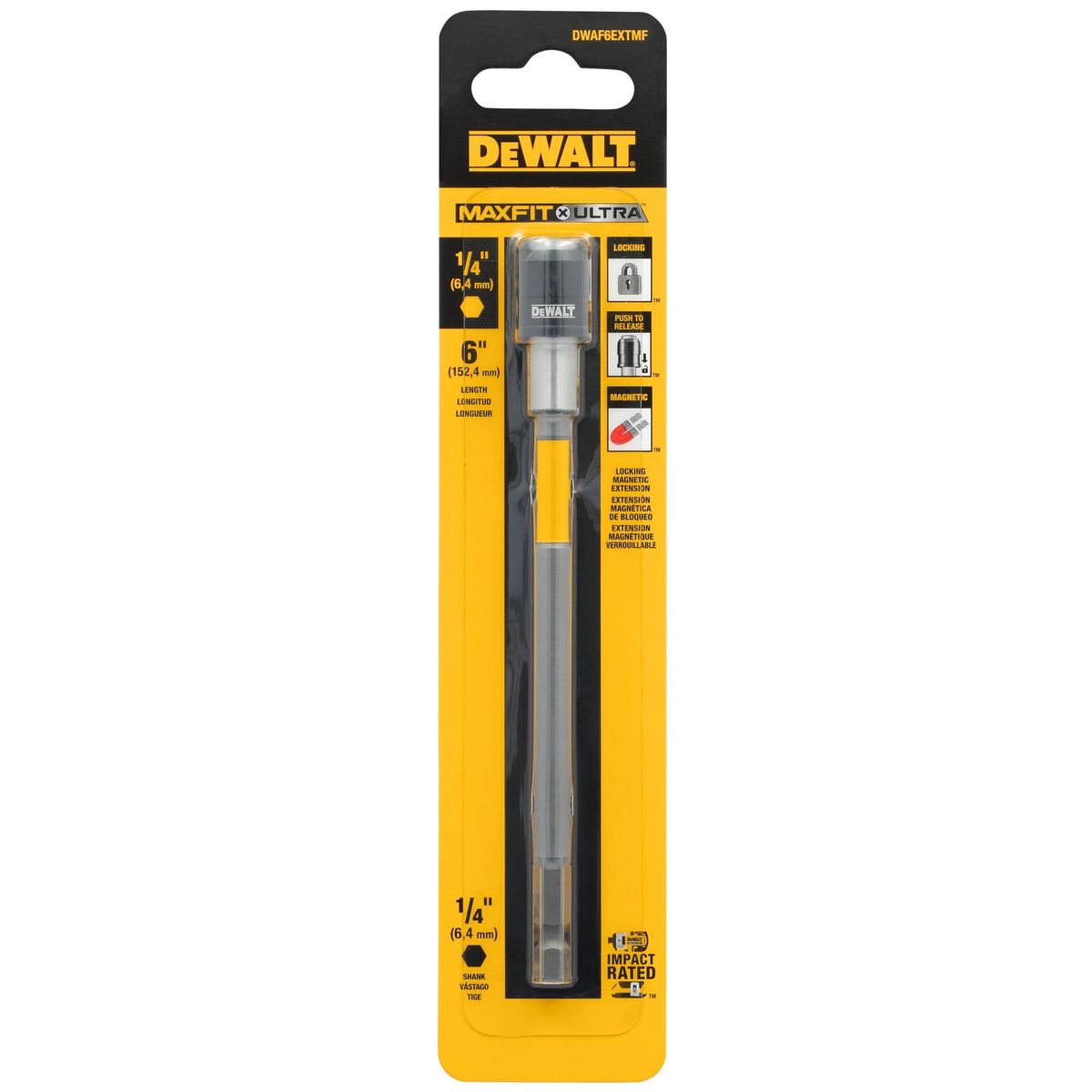 DEWALT - Extensión Magnética cbloqueo 14” vástago DEWALT DWAF6EXTMF
