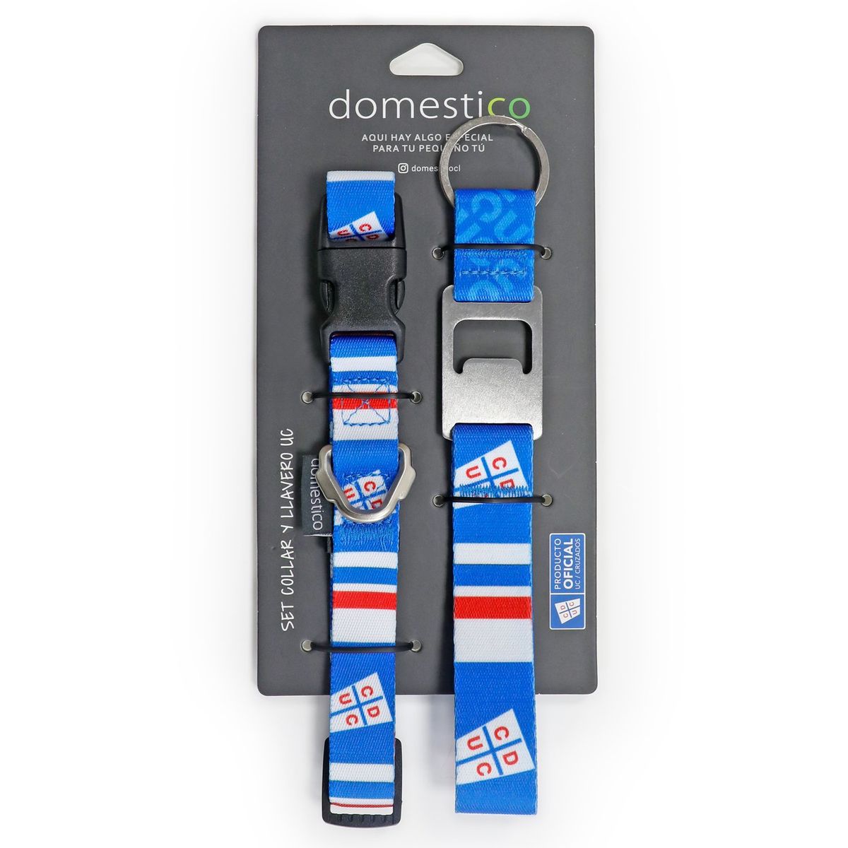 DOMESTICO - Collar para Perro con Llavero Universidad Catolica talla S