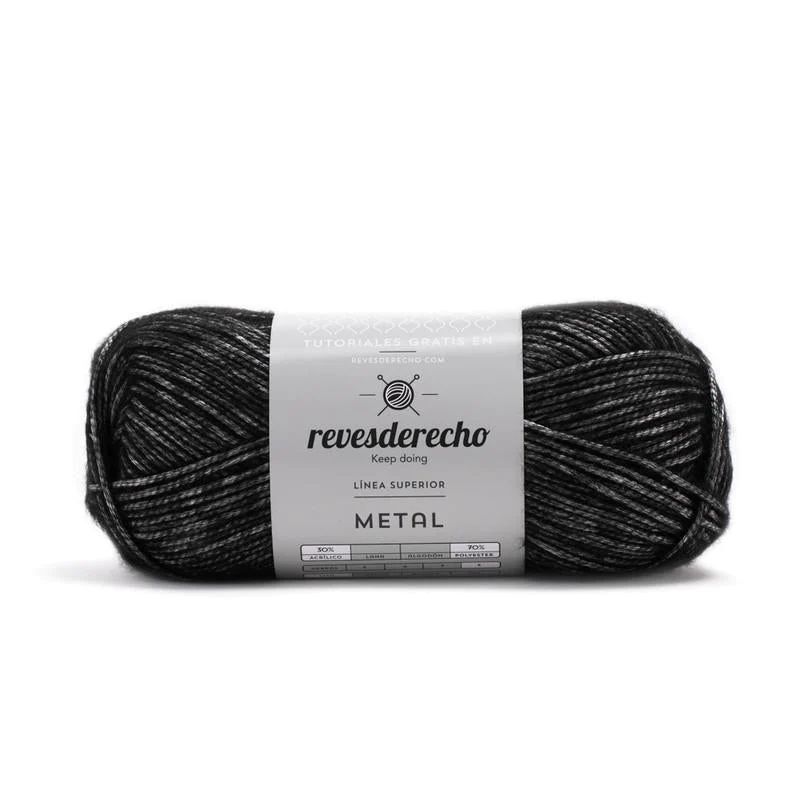 REVESDERECHO - Lana Metal 100grs - Negro 002