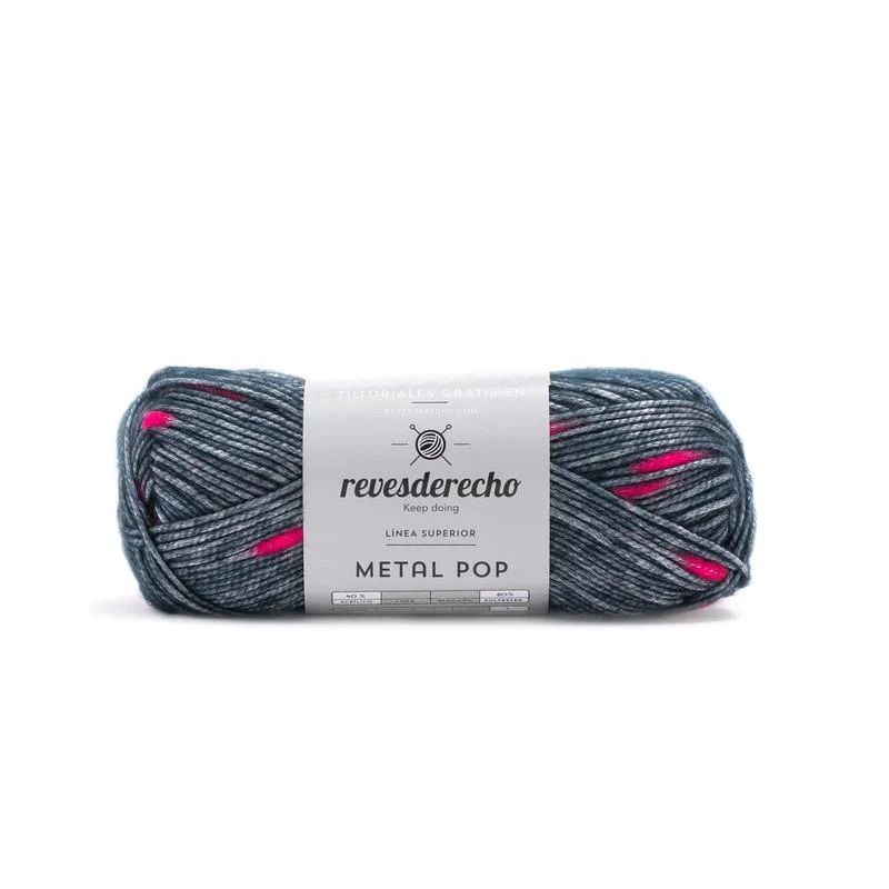 REVESDERECHO - Lana Metal Pop 100grs - Gris-Rojo 001